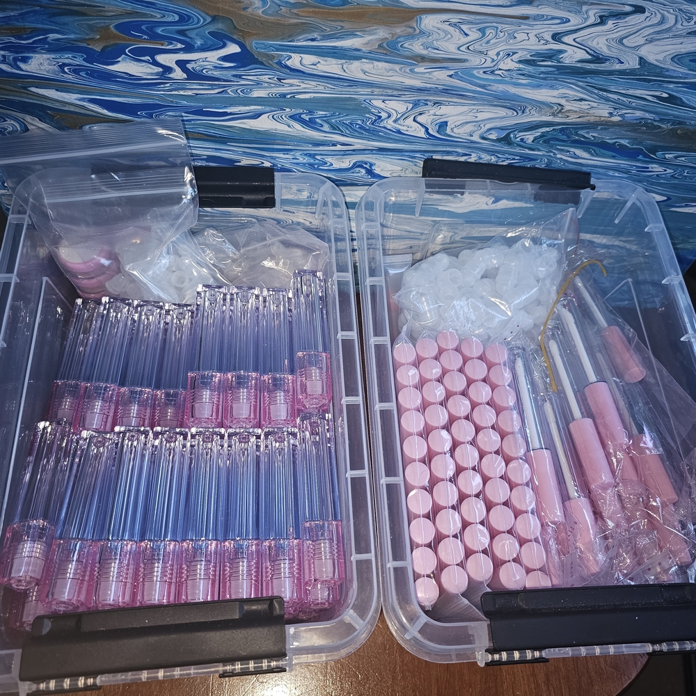 Over 200 Pink and Clear Empty Lip Gloss Tubes Bundle